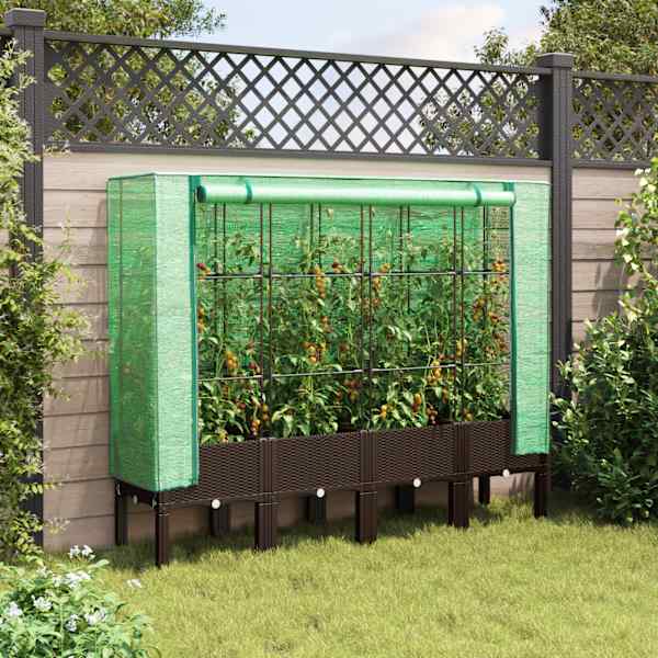 Taimekast kasvuhoonekattega 160 × 40 × 140 cm – pruun