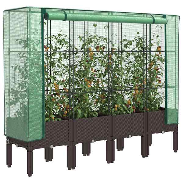 Taimekast kasvuhoonekattega 160 × 40 × 140 cm – pruun
