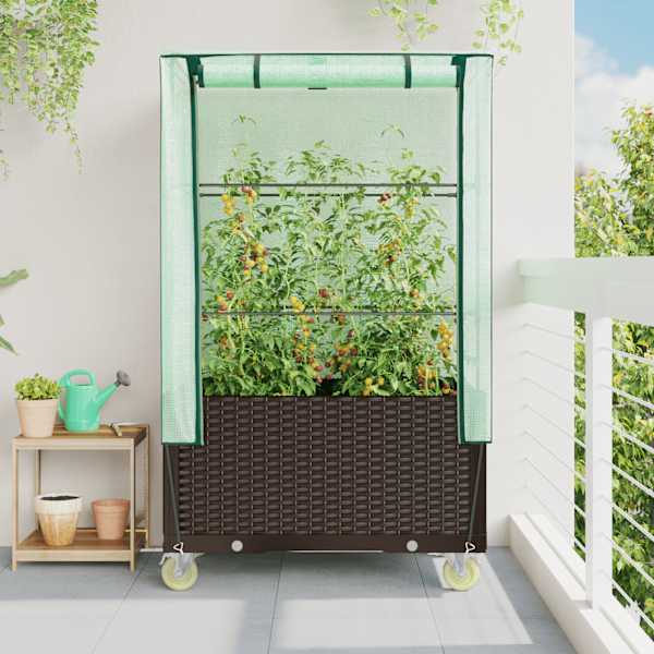 Taimekast kasvuhoonekattega 50 × 80 × 182 cm – pruun