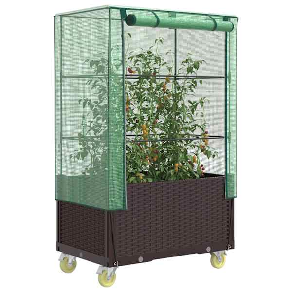 Taimekast kasvuhoonekattega 50 × 80 × 182 cm – pruun