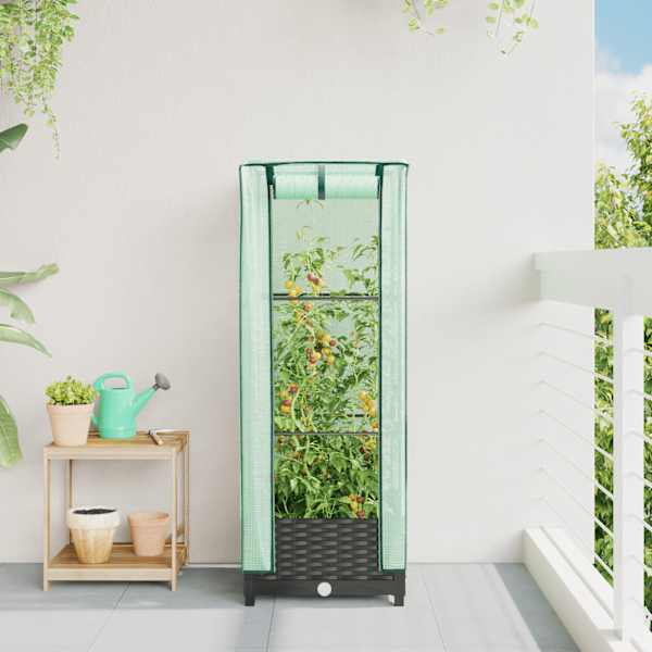 Taimekast kasvuhoonekattega 40 × 40 × 123 cm – must