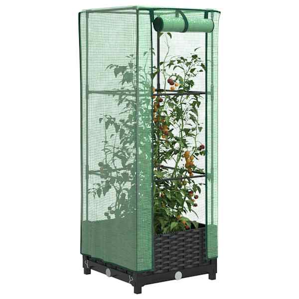Taimekast kasvuhoonekattega 40 × 40 × 123 cm – must