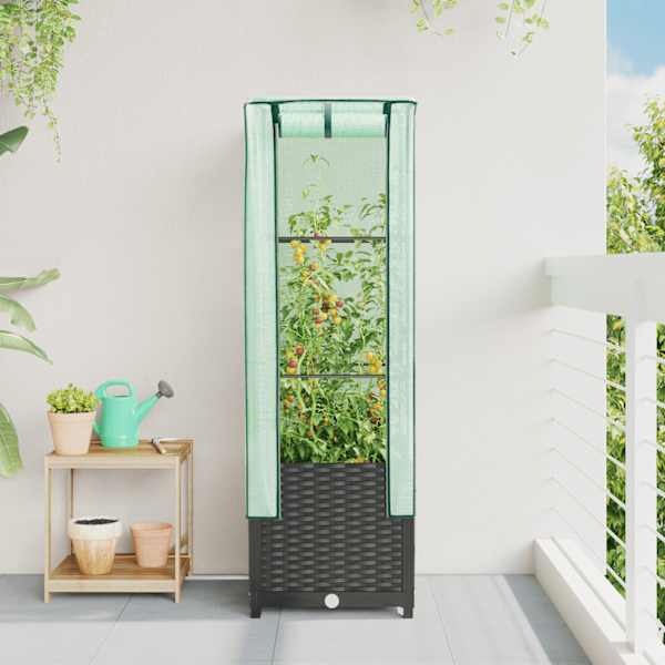 Taimekast kasvuhoonekattega 40 × 40 × 139 cm – must