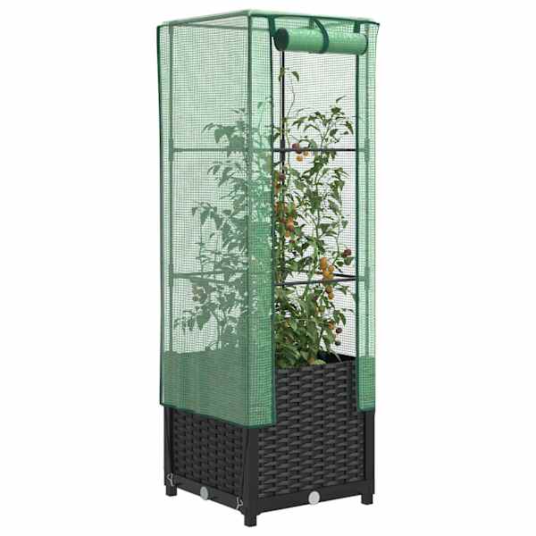 Taimekast kasvuhoonekattega 40 × 40 × 139 cm – must