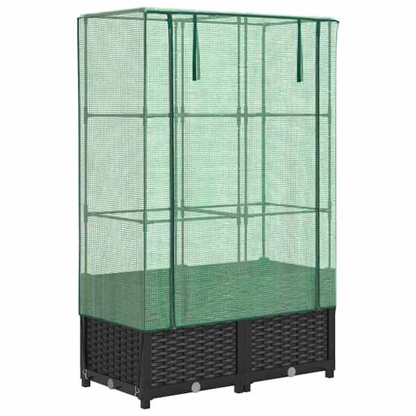Taimekast kasvuhoonekattega 80 × 40 × 138 cm – must