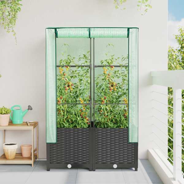 Taimekast kasvuhoonekattega 80 × 40 × 138 cm – must
