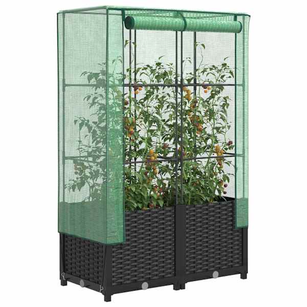 Taimekast kasvuhoonekattega 80 × 40 × 138 cm – must