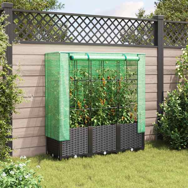 Taimekast kasvuhoonekattega 120 × 40 × 138 cm – must