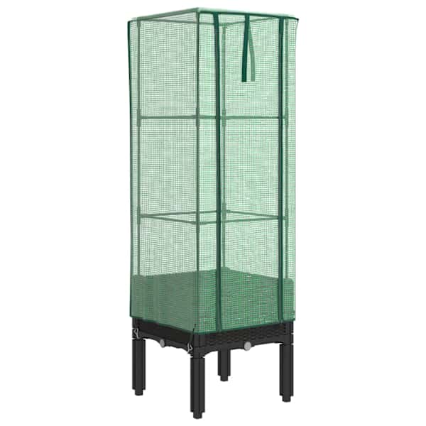 Taimekast kasvuhoonekattega 40 × 40 × 140 cm – must