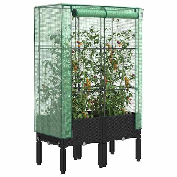 Taimekast kasvuhoonekattega 80 × 40 × 140 cm – must