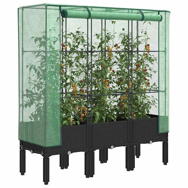 Taimekast kasvuhoonekattega 120 × 40 × 140 cm – must