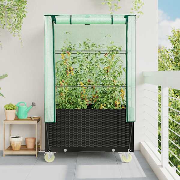 Taimekast kasvuhoonekattega 50 × 80 × 182 cm – must
