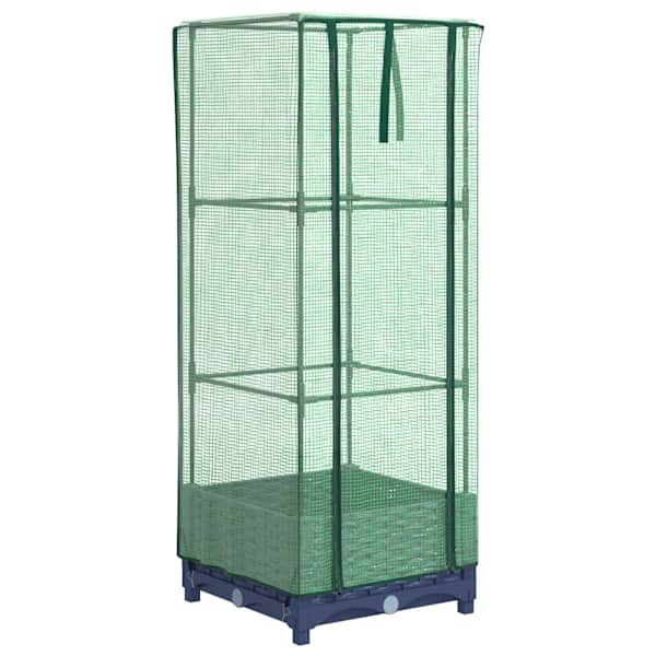 Taimekast kasvuhoonekattega 40 × 40 × 123 cm – sinakashall