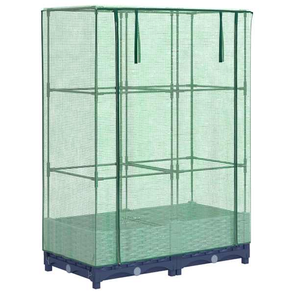 Taimekast kasvuhoonekattega 80 × 40 × 123 cm – sinakashall