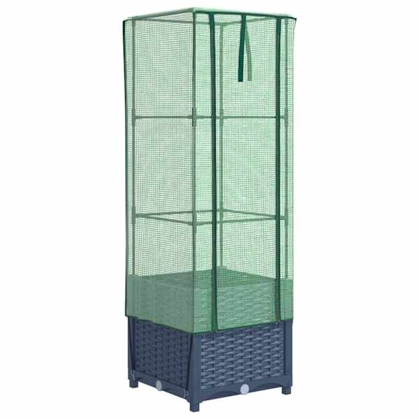 Taimekast kasvuhoonekattega 40 × 40 × 139 cm – sinakashall