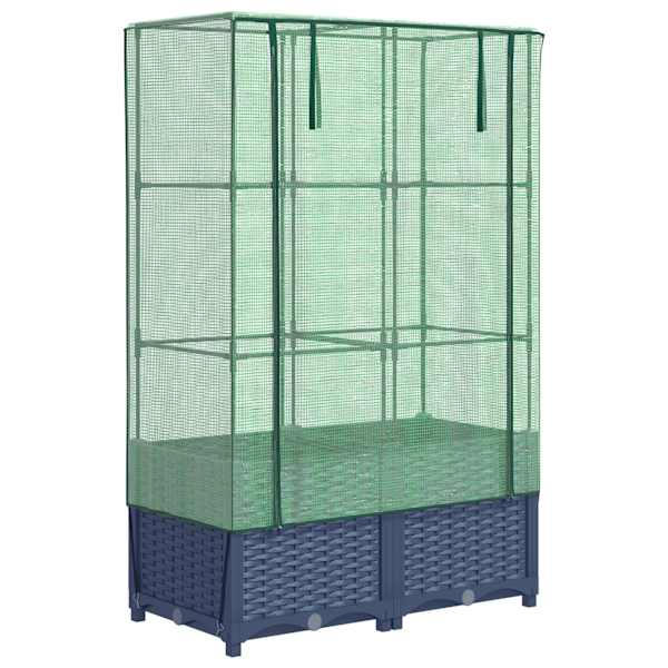 Taimekast kasvuhoonekattega 80 × 40 × 138 cm – sinakashall