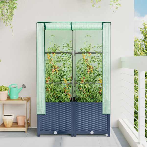 Taimekast kasvuhoonekattega 80 × 40 × 138 cm – sinakashall