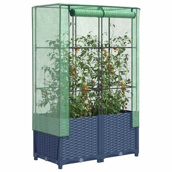 Taimekast kasvuhoonekattega 80 × 40 × 138 cm – sinakashall