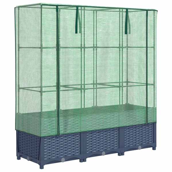 Taimekast kasvuhoonekattega 120 × 40 × 138 cm – sinakashall