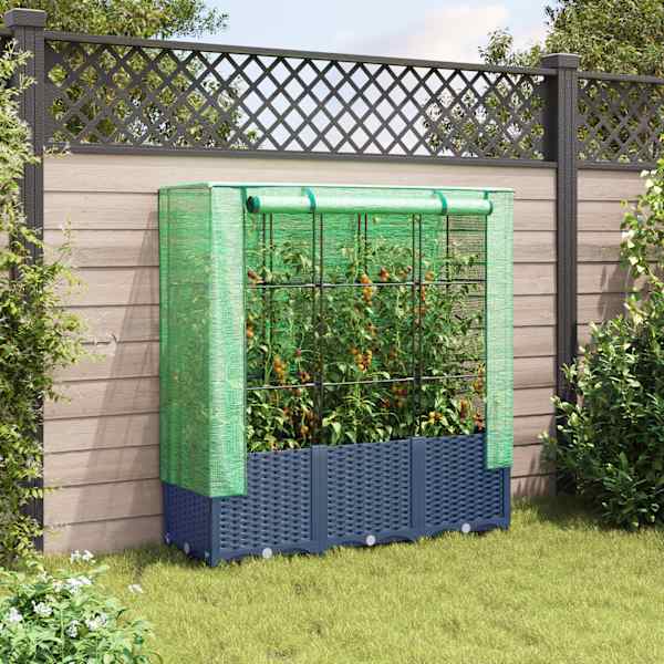 Taimekast kasvuhoonekattega 120 × 40 × 138 cm – sinakashall
