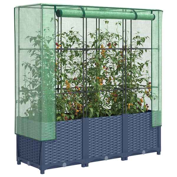 Taimekast kasvuhoonekattega 120 × 40 × 138 cm – sinakashall