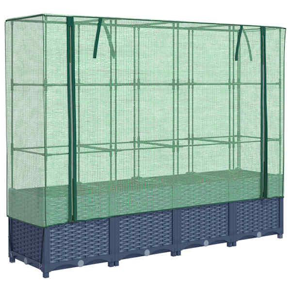 Taimekast kasvuhoonekattega 160 × 40 × 138 cm – sinakashall