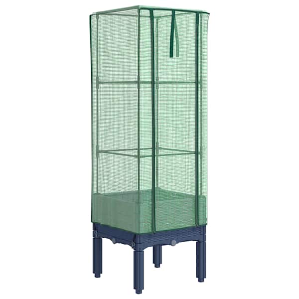 Taimekast kasvuhoonekattega 40 × 40 × 140 cm – sinakashall
