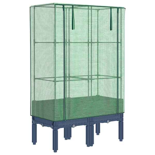 Taimekast kasvuhoonekattega 80 × 40 × 140 cm – sinakashall