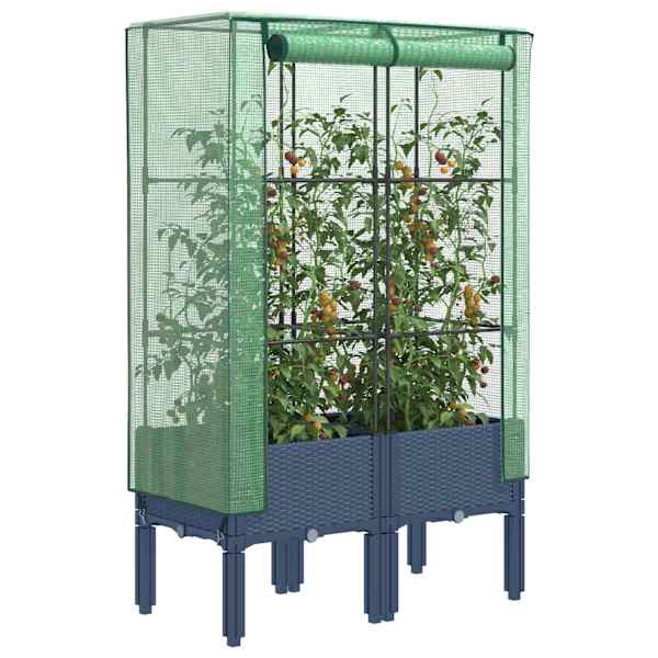 Taimekast kasvuhoonekattega 80 × 40 × 140 cm – sinakashall
