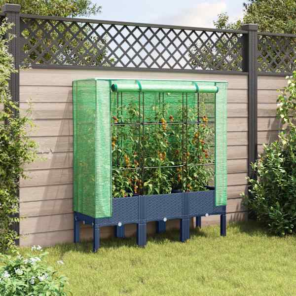 Taimekast kasvuhoonekattega 120 × 40 × 140 cm – sinakashall