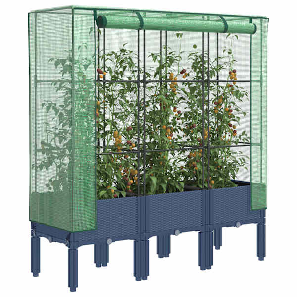 Taimekast kasvuhoonekattega 120 × 40 × 140 cm – sinakashall