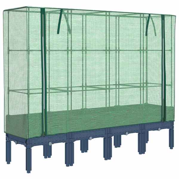 Taimekast kasvuhoonekattega 160 × 40 × 140 cm – sinakashall