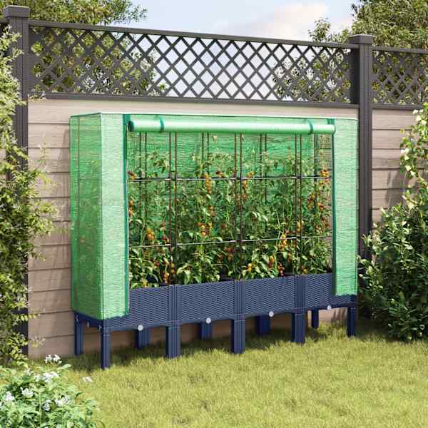 Taimekast kasvuhoonekattega 160 × 40 × 140 cm – sinakashall