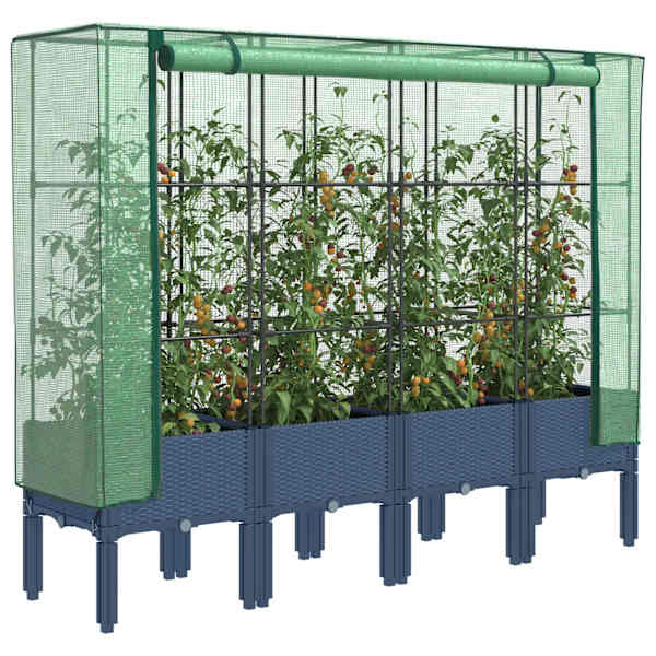 Taimekast kasvuhoonekattega 160 × 40 × 140 cm – sinakashall