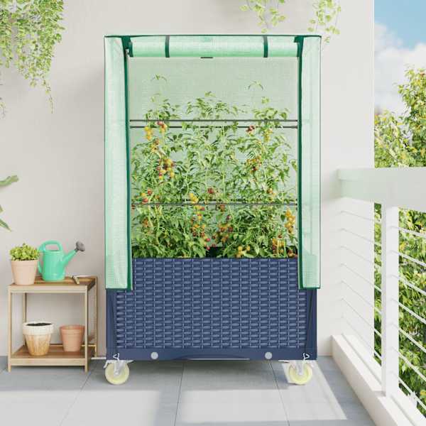 Taimekast kasvuhoonekattega 50 × 80 × 182 cm – sinakashall