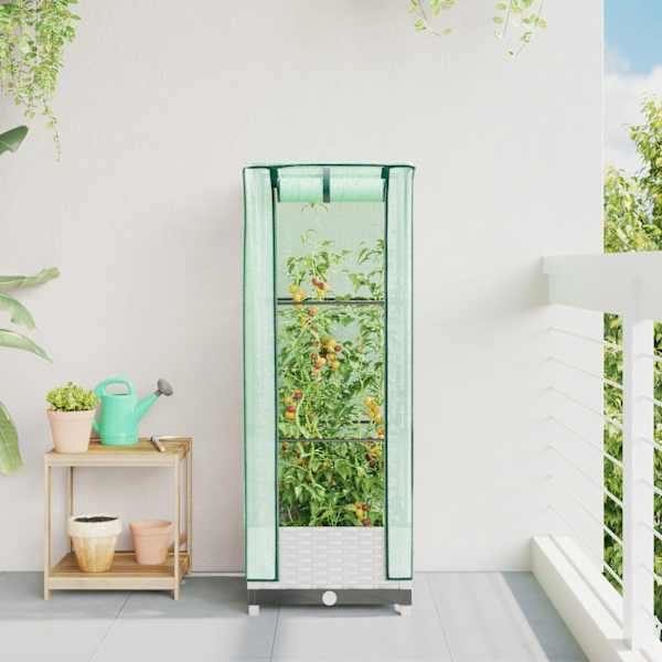 Taimekast kasvuhoonekattega 40 × 40 × 123 cm – valge
