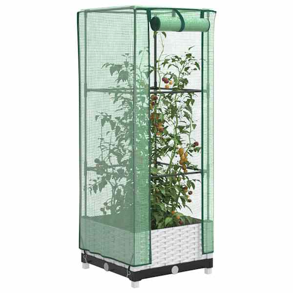 Taimekast kasvuhoonekattega 40 × 40 × 123 cm – valge