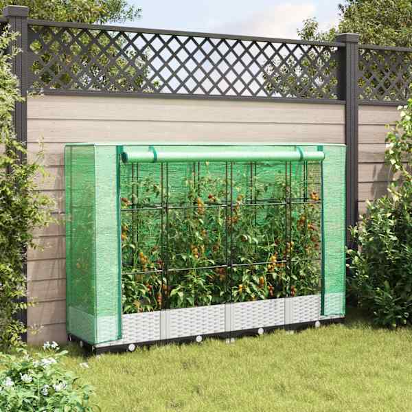 Taimekast kasvuhoonekattega 160 × 40 × 123 cm – valge