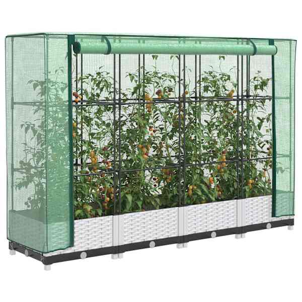 Taimekast kasvuhoonekattega 160 × 40 × 123 cm – valge