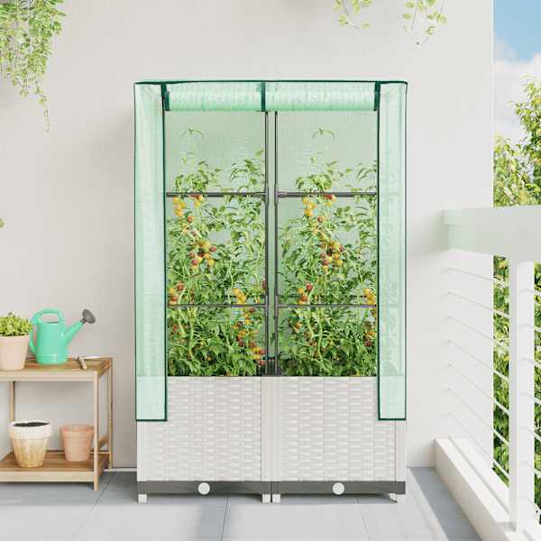 Taimekast kasvuhoonekattega 80 × 40 × 138 cm – valge