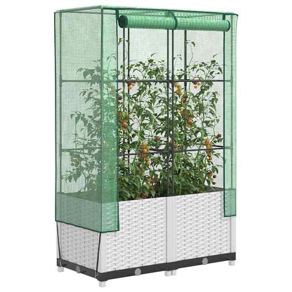Taimekast kasvuhoonekattega 80 × 40 × 138 cm – valge