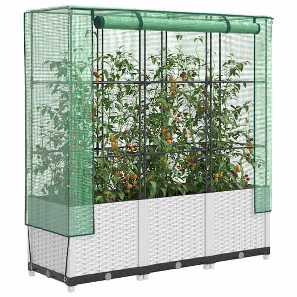 Taimekast kasvuhoonekattega 120 × 40 × 138 cm – valge