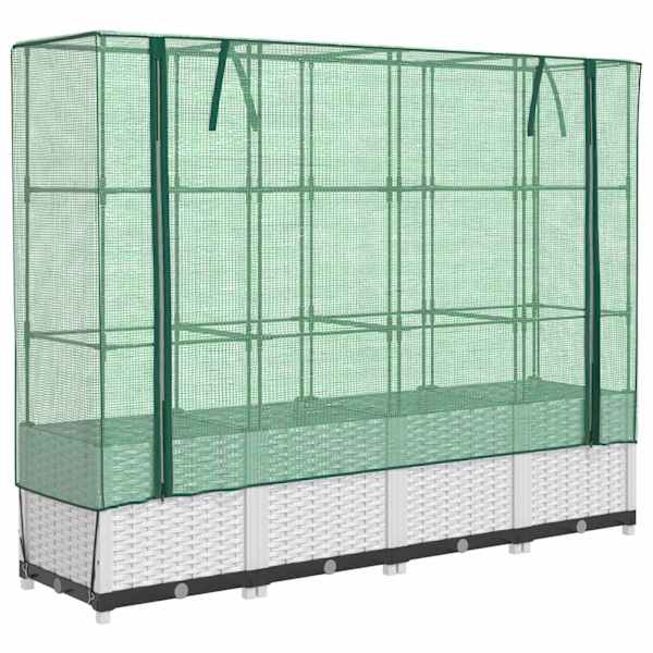 Taimekast kasvuhoonekattega 160 × 40 × 138 cm – valge