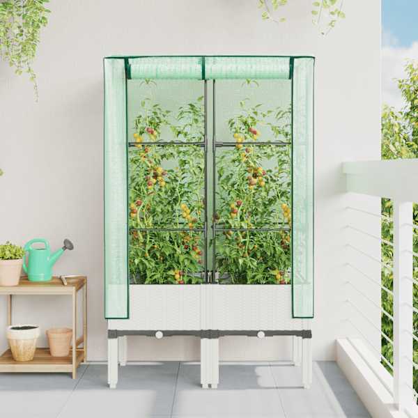 Taimekast kasvuhoonekattega 80 × 40 × 140 cm – valge
