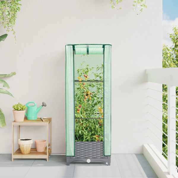 Taimekast kasvuhoonekattega 40 × 40 × 123 cm – helehall
