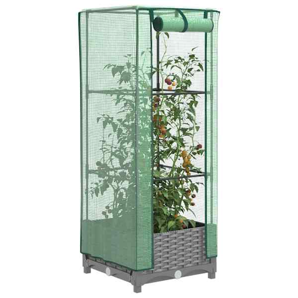Taimekast kasvuhoonekattega 40 × 40 × 123 cm – helehall