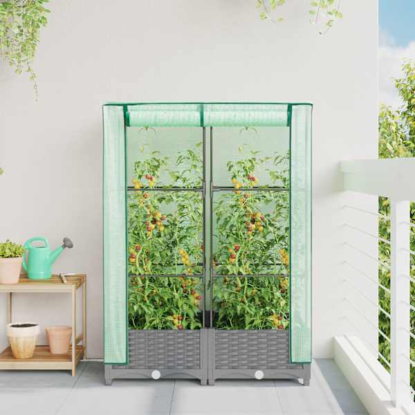 Taimekast kasvuhoonekattega 80 × 40 × 123 cm – helehall