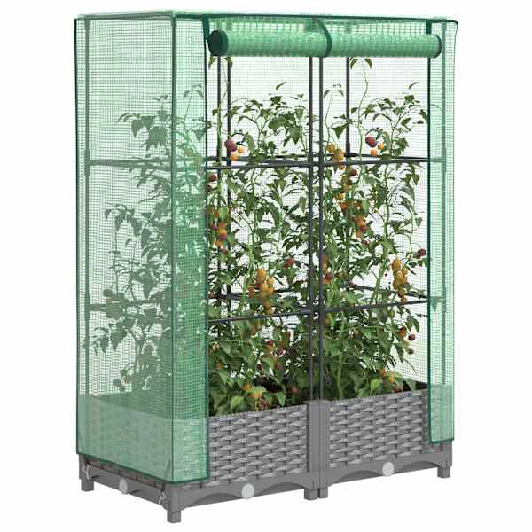 Taimekast kasvuhoonekattega 80 × 40 × 123 cm – helehall