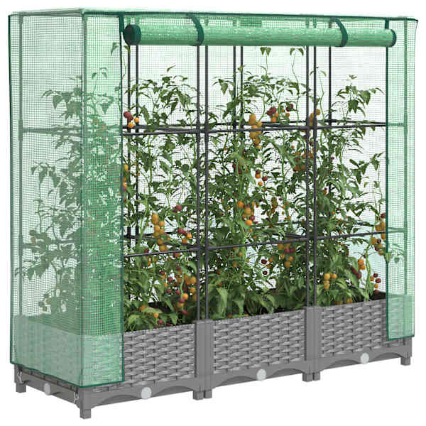 Taimekast kasvuhoonekattega 120 × 40 × 123 cm – helehall