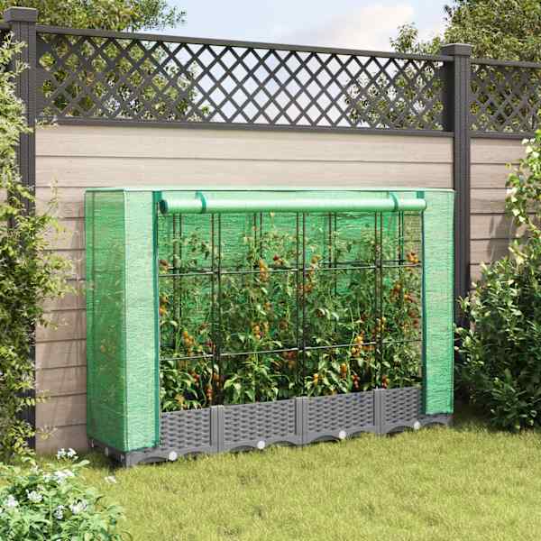 Taimekast kasvuhoonekattega 160 × 40 × 123 cm – helehall
